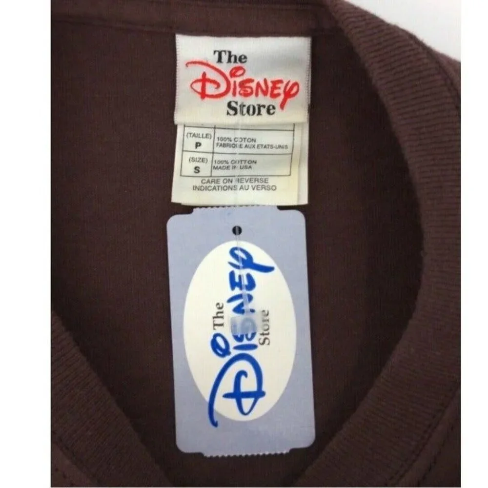 Disney Store Goofy T Shirt Mens Small Brown Long‎ Sleeve One Slip Ahead New